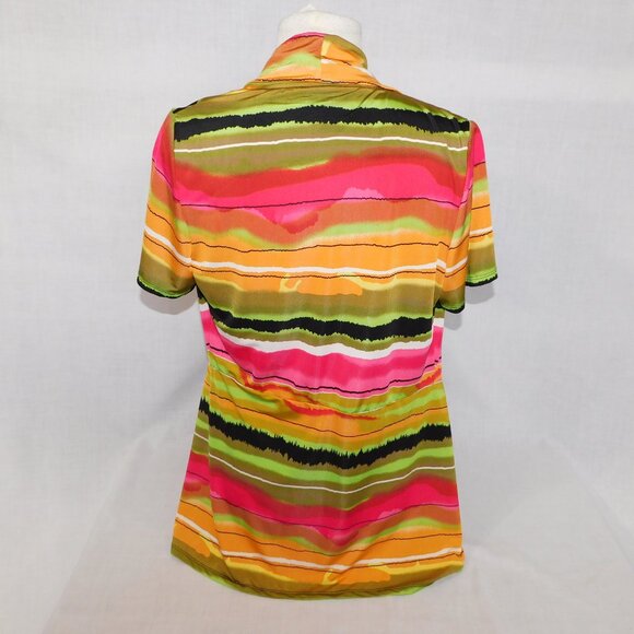 Frank Lyman Womens 10 Multicolour Stripe Waterfall open Cardigan Jacket Coverup - Picture 8 of 8